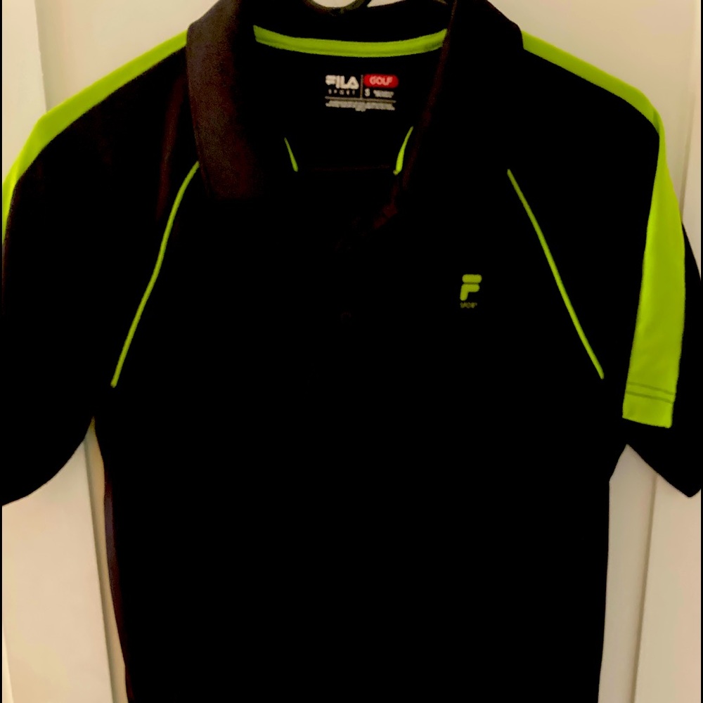 Men’s FILA Sport Golf Polo Shirt Size S Black Lime
